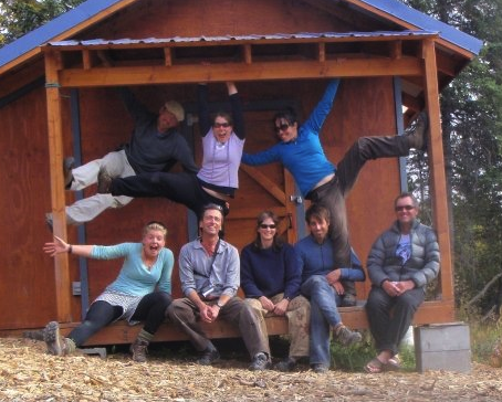 Staff on the deck of the guide hut at MICA Guides, Alaska